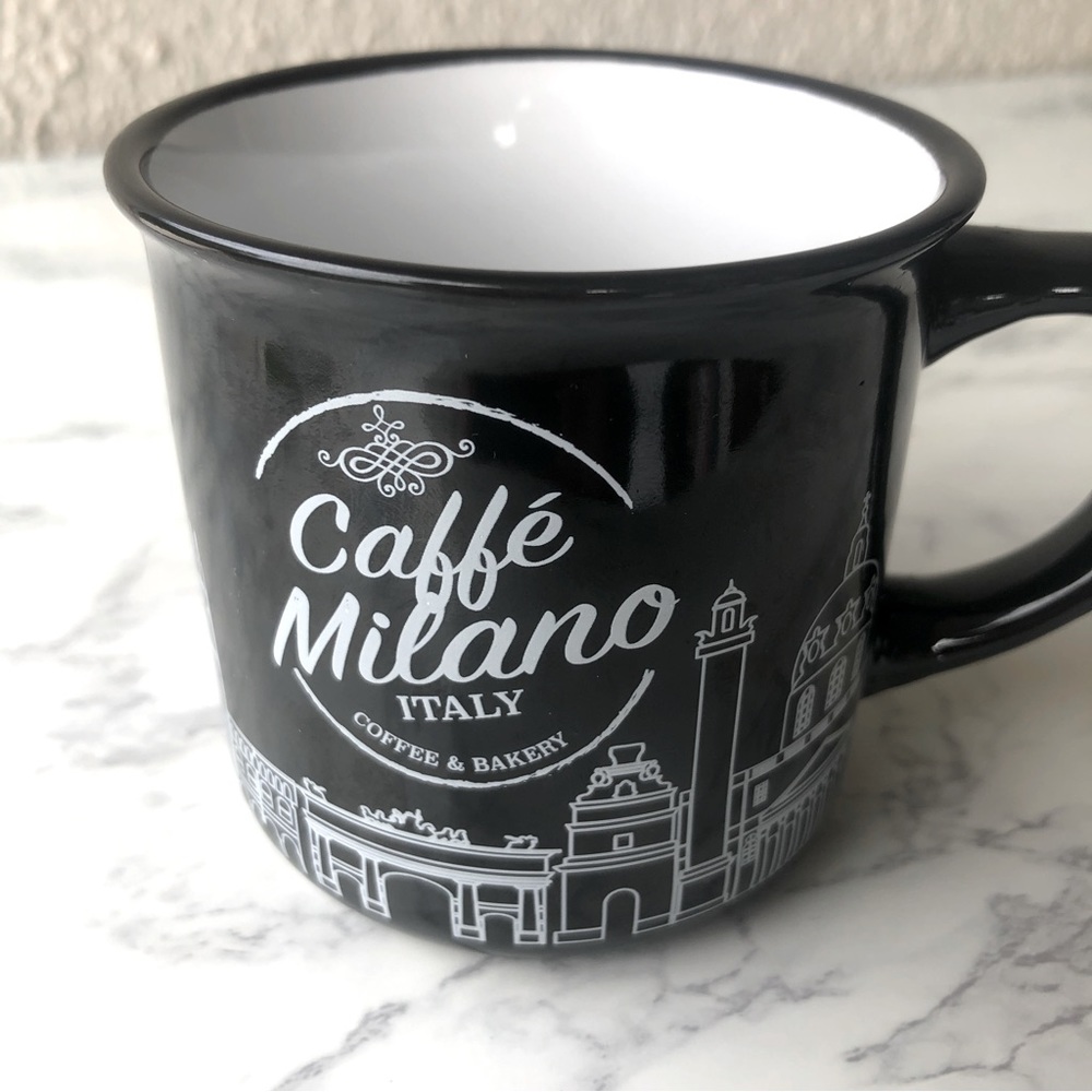Caffe Milano Ceramic Black and White Mug. 8oz. New